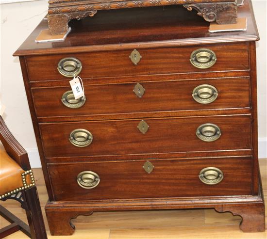 A late George III mahogany chest of four long graduated drawers W.83cm
